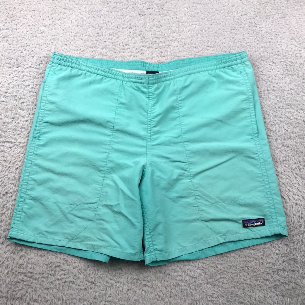 Patagonia Baggies Shorts Mens S Light Blue Lined 6" Lightweight Drawstring *Flaw